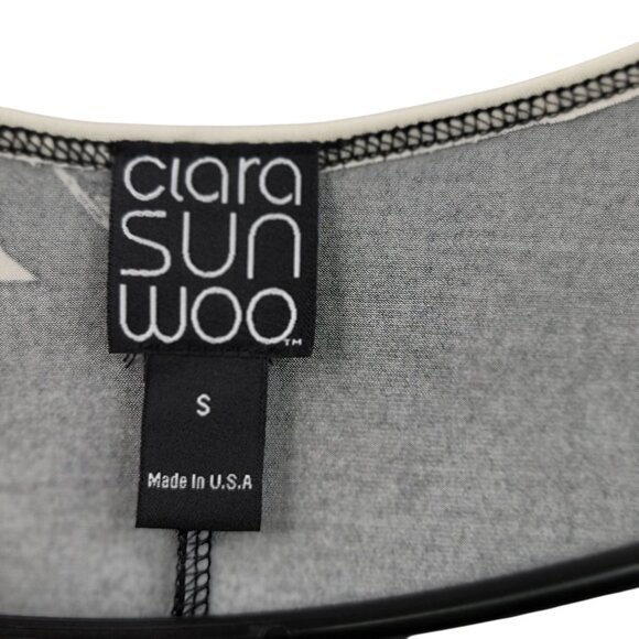 Clara Sun Woo Womens Black Cream Floral High-Low Tunic Top Small USA Made New - Picture 3 of 7